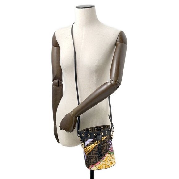 FENDI FENDI x Versace Mon Tresor Size Mini Nylon/Leather Multicolor/Brown 8BS010 - Picture 4 of 12